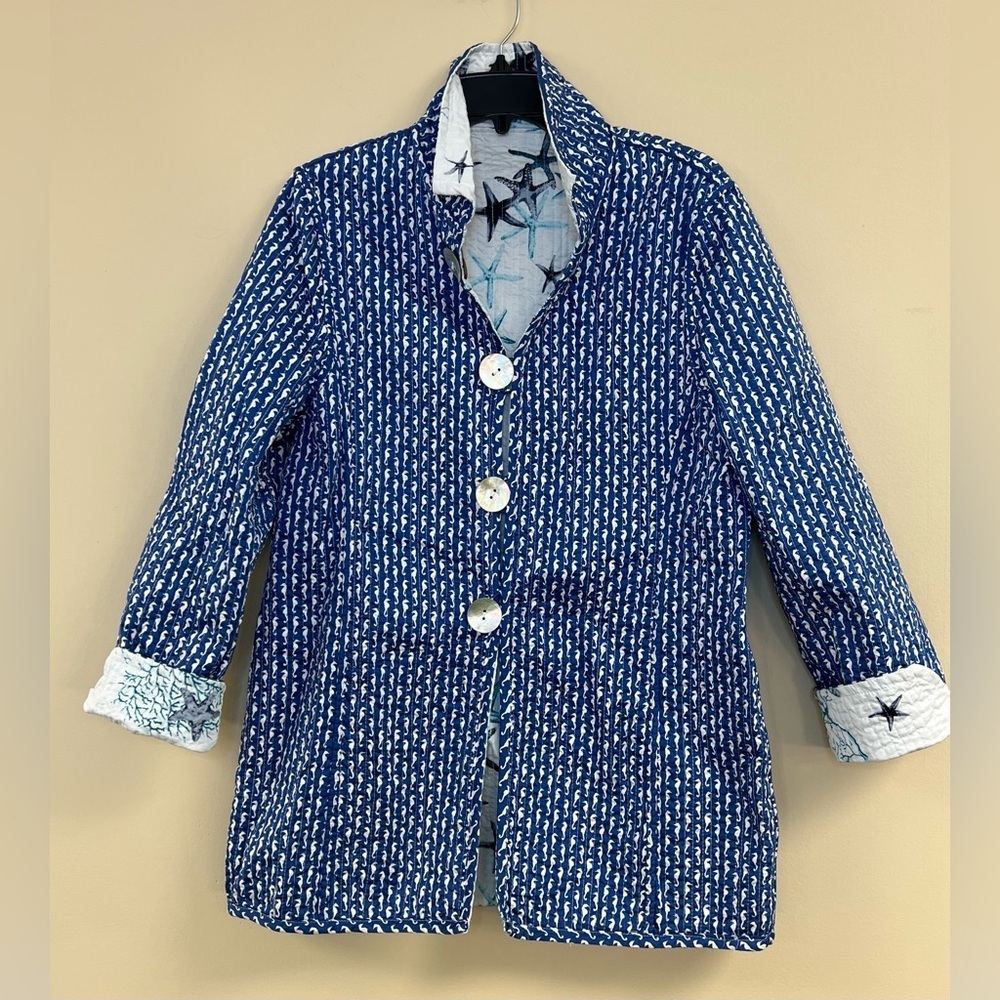 Patty Kim Reversible Quilted Beach Theme Jacket
